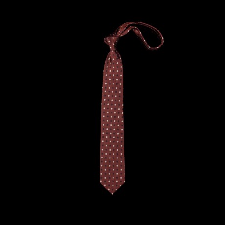 Burgundy spalvos rankų darbo šilkinis kaklaraištis su žirnelių raštu