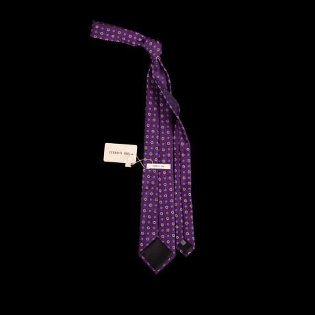Prabangus violetinis šilkinis kaklaraištis su ornamentu CERRUTI 1881