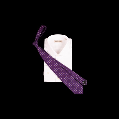 Prabangus violetinis šilkinis kaklaraištis su ornamentu CERRUTI 1881
