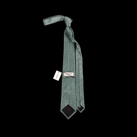 Prabangus žalias šilkinis kaklaraištis su gėlių ornamentu LANVIN