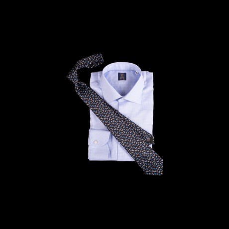 Prabangus juodas šilkinis kaklaraištis su paukščių ornamentu LANVIN