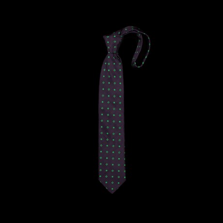 Mėlynas šilkinis kaklaraištis su ornamentu