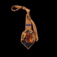 Prabangus smėlio spalvos kaklaraištis su Gedimino bokšto atvaizdu