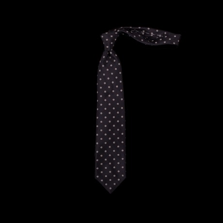 Juodas šešių klosčių (six-fold) kaklaraištis su ornamentu