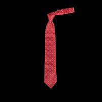 Raudonas prabangus šilkinis kaklaraištis su ornamentu