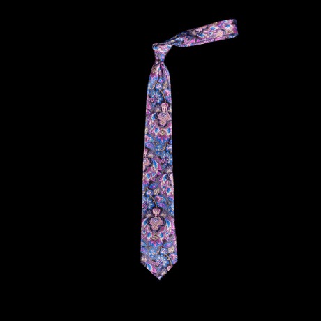 Pilkas šilkinis kaklaraištis su ornamentu