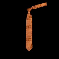 Oranžinis šilkinis kaklaraištis su ornamentu