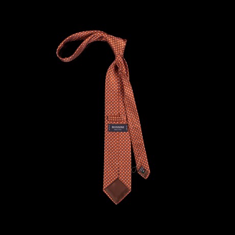 Rudas šilkinis kaklaraištis su ornamentu