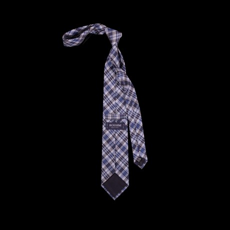 Мėlynas languotas šilkinis kaklaraištis 