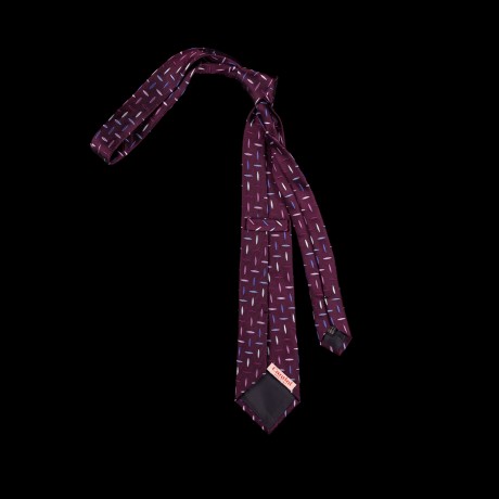 Burgundy spalvos šilkinis kaklaraištis su ornamentu