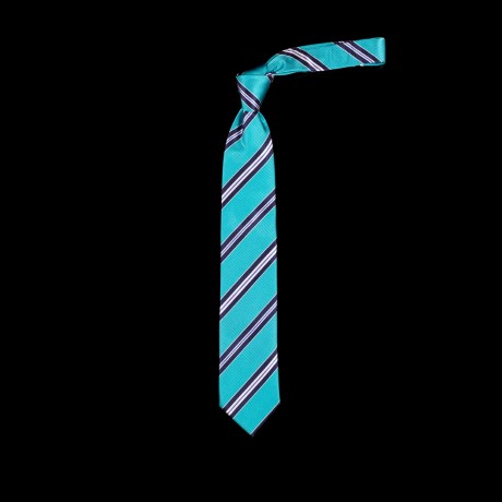 Turkio spalvos dryžuotas prabangus šilkinis kaklaraištis