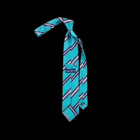 Turkio spalvos dryžuotas prabangus šilkinis kaklaraištis