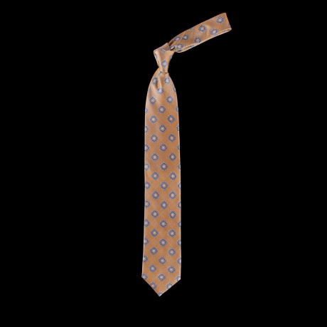 Smėlio spalvos šilkinis kaklaraištis su ornamentu