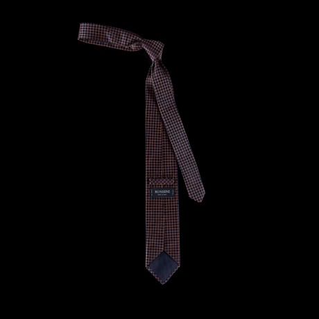 Tamsiai mėlynas šilkinis kaklaraištis su ornamentu
