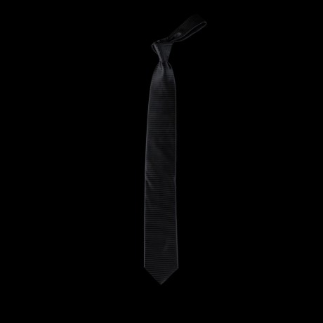 Juodas originalios tekstūros šilkinis kaklaraištis 
