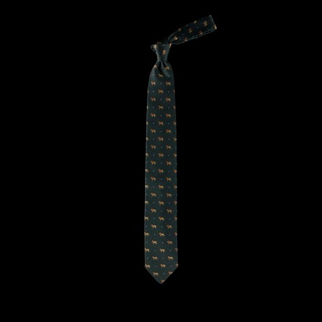 Žalias šilkinis kaklaraištis su liūtais