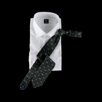 Žalias šilkinis kaklaraištis su liūtais