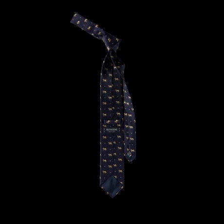 Mėlynas šilkinis kaklaraištis su liūtais