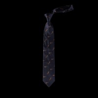 Mėlynas šilkinis kaklaraištis su lapėmis