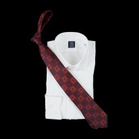Prabangus žakardinio šilko vario spalvos kaklaraištis su medalionų raštais