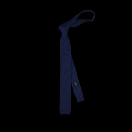 Megztas vilnonis kaklaraištis Night Blue