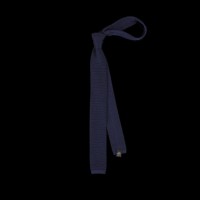 Megztas mėlynas šilkinis kaklaraištis 