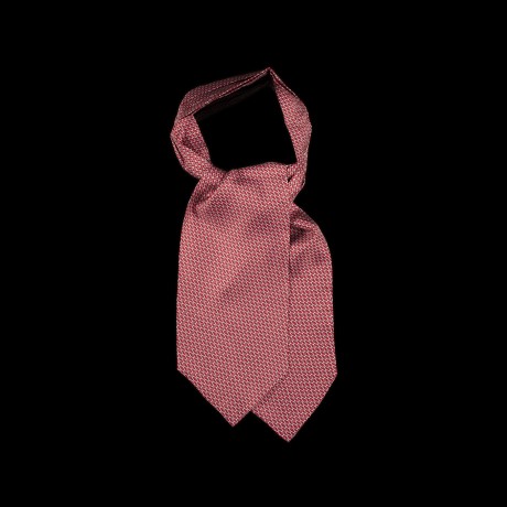Raudona šilkinė kaklaskarė su klasikiniu ornamentu