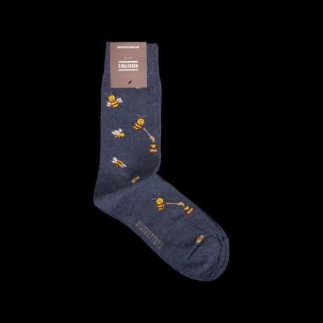 Mėlynos vyriškos kojinės su bitėmis
