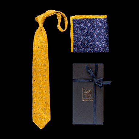 Šilkinio kaklaraiščio ir kišeninės nosinaitės dovanų rinkinys 