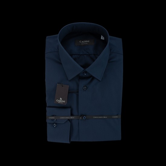 Tamsiai mėlyni Cadini marškiniai iš wrinkle-resistant audinio